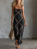 OLIVIA MONTES - Vestido Vittoria, Geométrico Negro y Camel