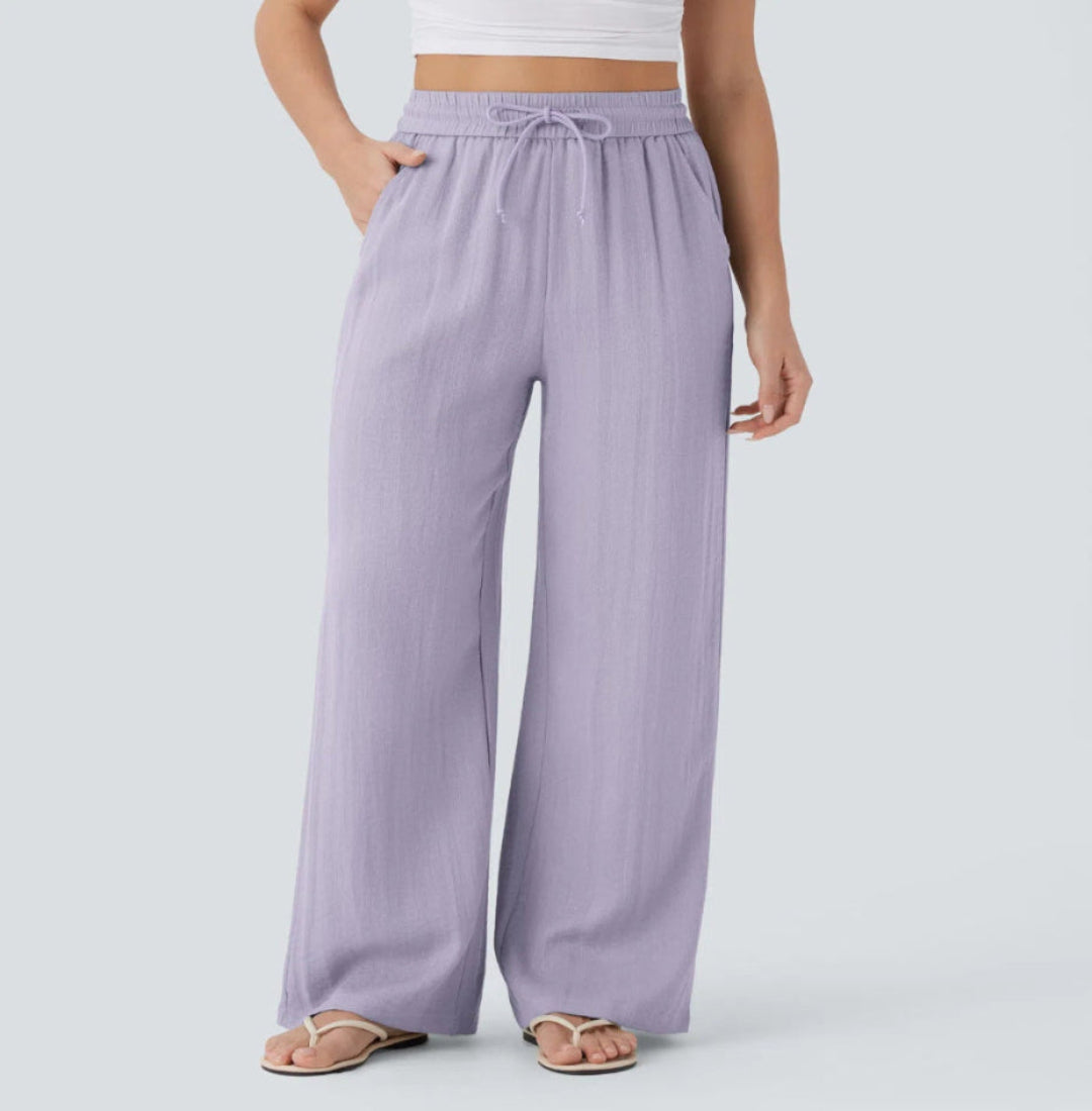 OLIVIA MONTES - Pantalones Anchos y Fluidos de Cintura Alta
