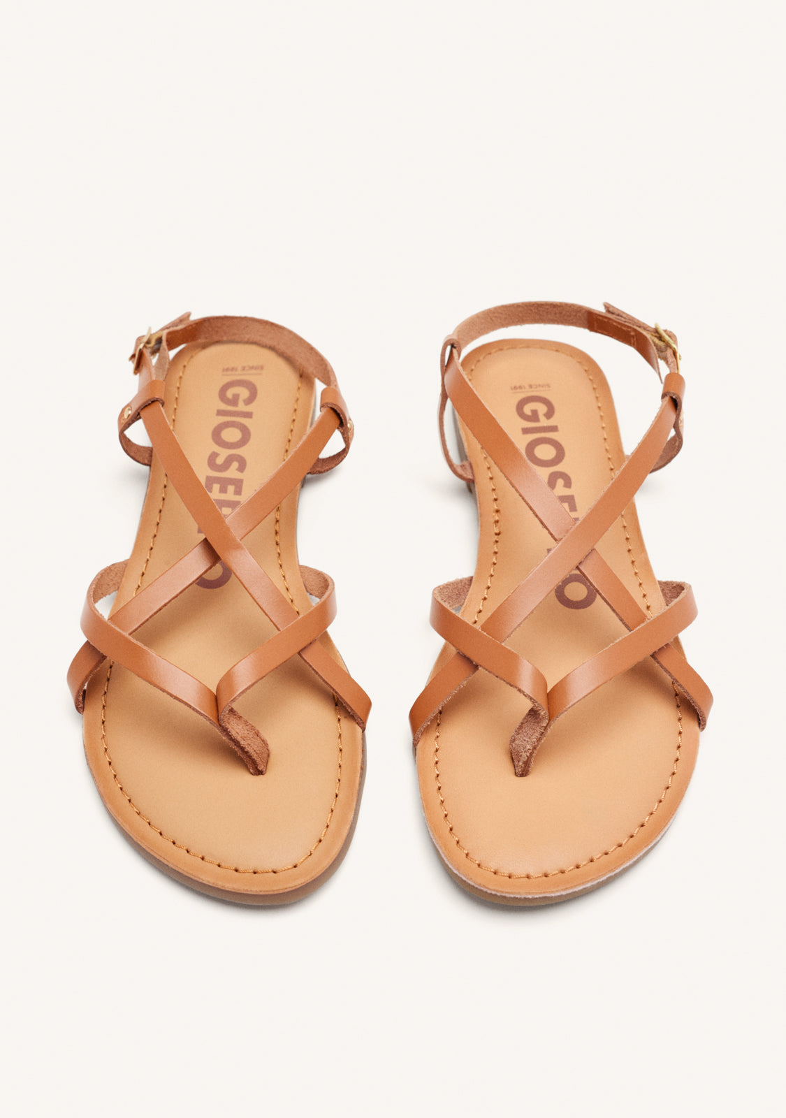 OLIVIA MONTES - Sandalias Color Cuero Estilo Romana