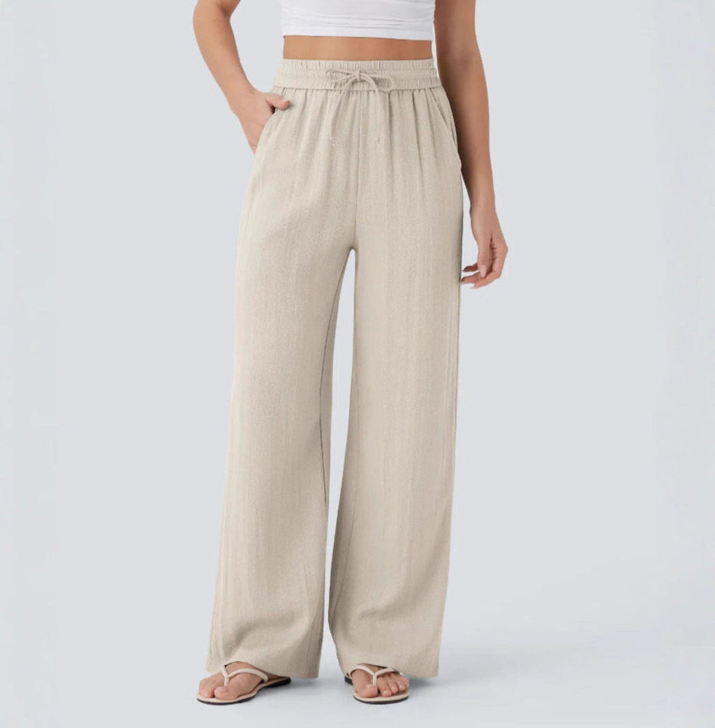 OLIVIA MONTES - Pantalones Anchos y Fluidos de Cintura Alta
