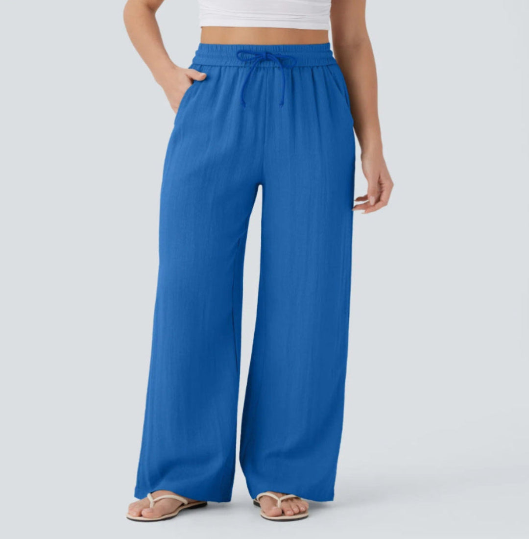 OLIVIA MONTES - Pantalones Anchos y Fluidos de Cintura Alta