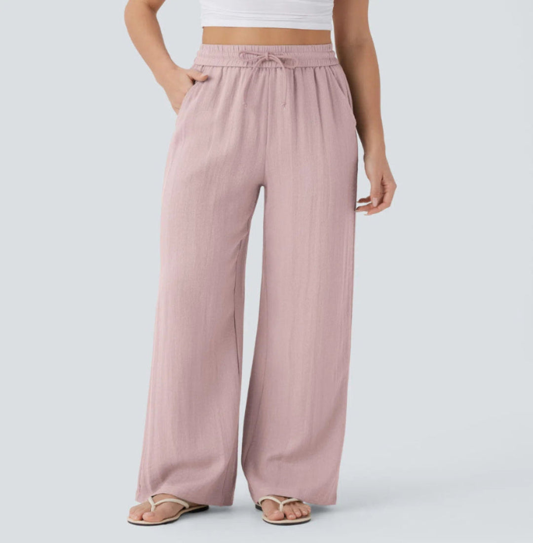 OLIVIA MONTES - Pantalones Anchos y Fluidos de Cintura Alta